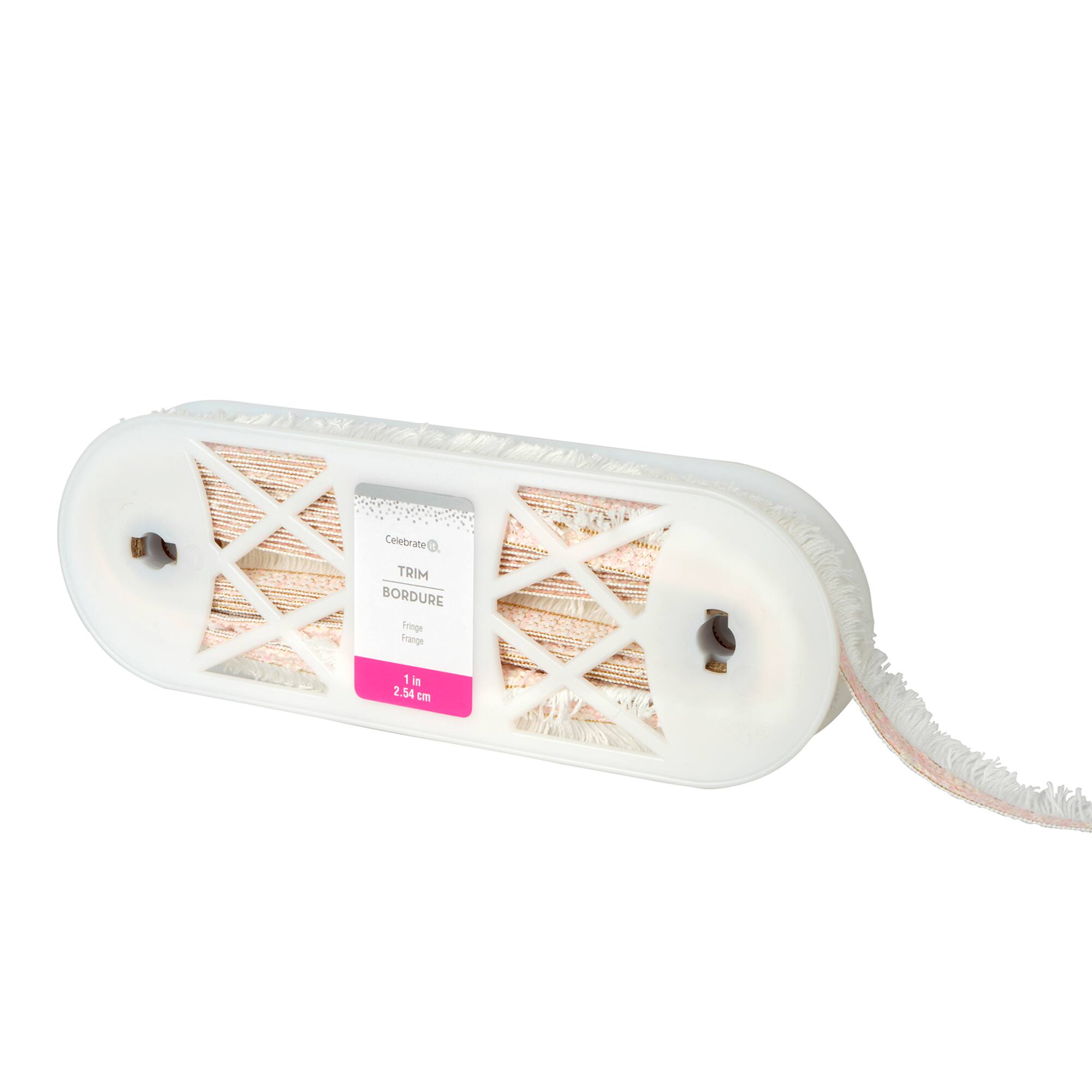 1" Pink, White & Gold Fringe Trim by Celebrate It®